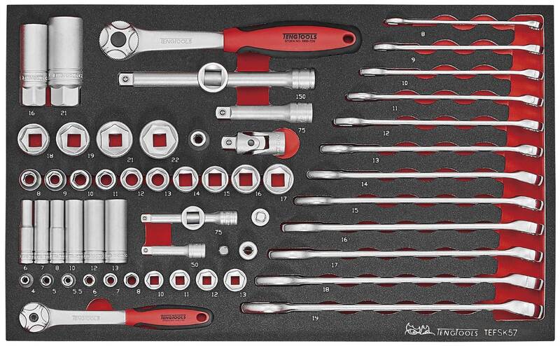 57 delars Verktygssats Teng Tools TEFSK57, maskiner & utrustning av hög kvalité. Alltid med snabb service - Smart Verkstad