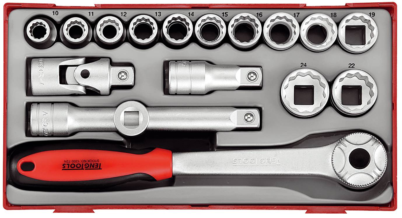 18 delars Hylsnyckelsats. Med 1/2'' fyrkantsfäste Teng Tools TT1218 / TT1218-6, maskiner & utrustning av hög kvalité. Alltid med snabb service - Smart Verkstad